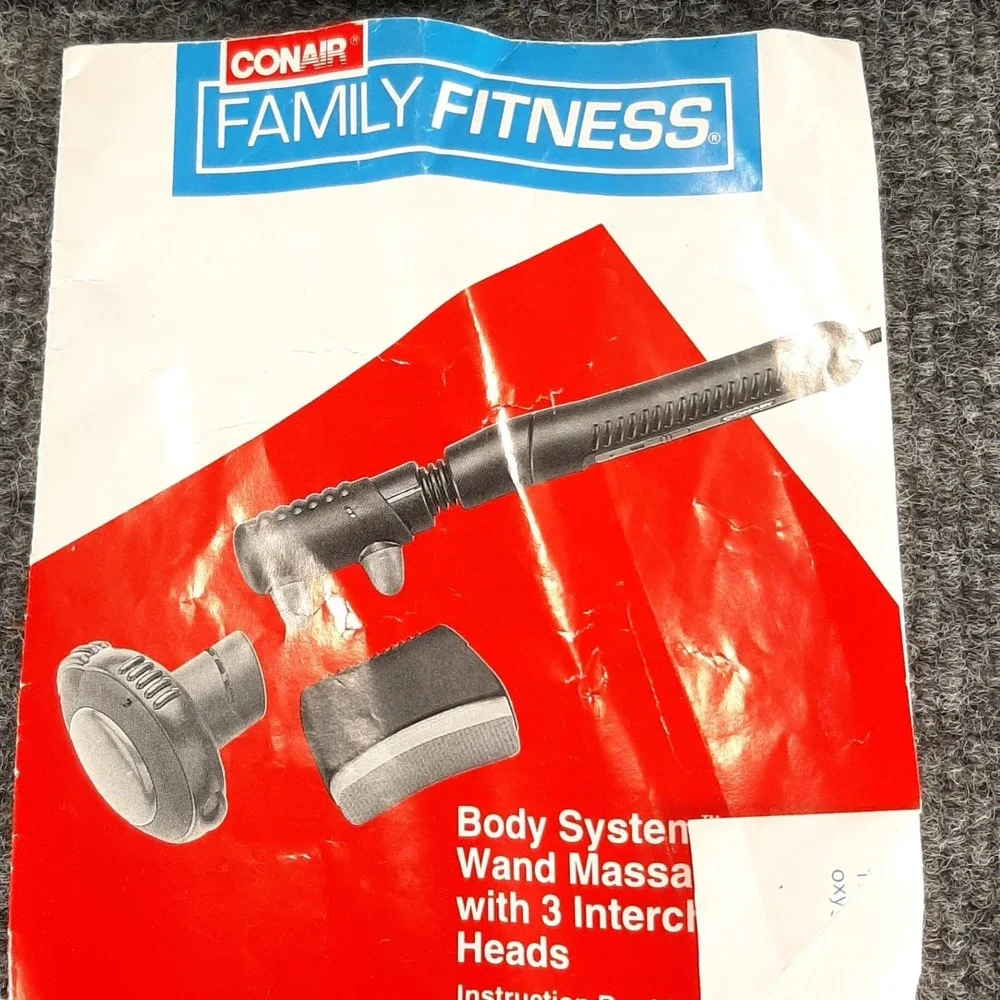 Conair Wand Massager Family Fitness Body System 3 Heads Black Teal Unisex OS